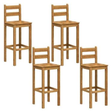 Imagem de Kit 4 Banquetas Altas 100% Madeira Maciça Martin Espresso Móveis