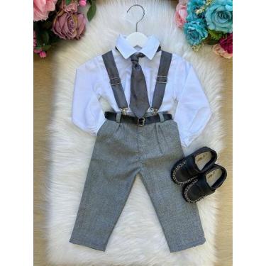 Imagem de Conjunto Meninos Miss Cherry Rafael com Suspensório Cinza e Cinto, Sag
