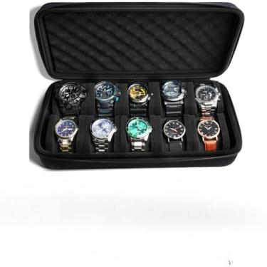 Imagem de Caixa Organizadora Para RelóGios De Viagem PortáTil, Estojo Com ZíPer Oxford Para RelóGios(10 slots pretos)