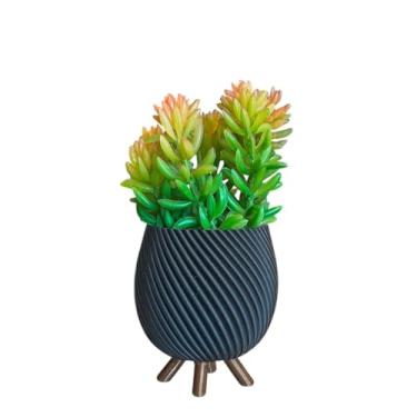 Imagem de Cachepot Minimalista com Pezinho Vasinho de Sala Decoração Delicada para Plantinhas Cactus(Preto)