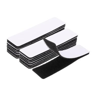 Imagem de Generic 16 conjuntos de tiras de gancho e laço com adesivo 2,5 x 10 cm fita dupla face gancho e laço de nylon autoadesivo para carro de escritório em casa, preto
