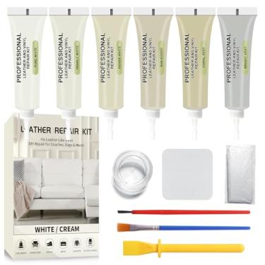 Imagem de SIHOOPE Kit de reparo de couro branco para móveis, couro e vinil kit de reparo para interior de carro, sofás, assento de carro, jaqueta, sofá, barco ou bolsa, restaura falso, artificial, plissado