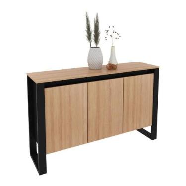 Imagem de Balcão Escritório C/ 3 Prt Multimóveis Cr25044 Amêndoa-preto - MULTIMO