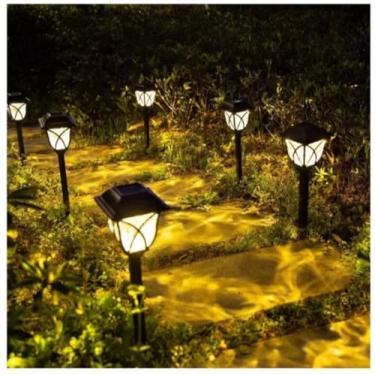 Imagem de Kit 2 Luzes De Gramado E Jardim Com Energia Solar, Com Efeito De Sombra E Impermeáveis Para Decoração E Paisagismo