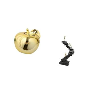 Imagem de Fenteer Escultura de Resina Cerâmica Elegante, Pensador de Frutas, Estátua de Escada Abstrata, Ornamento Artesanal para Mesa, Estante, Escritório, Restaurante