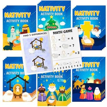 Imagem de 48Pcs Nativity Activity Books for Kids Christmas Mini Games Coloring Book Set Bulk Mazes Word Search Word Scramble Games for Xmas Religions Party Goodie Bags Stuffers Sunday School Classroom Favors