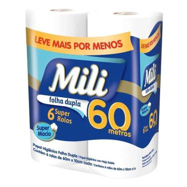 Imagem de 5X Papel Higiênico Mili Folha Dupla 6 Rolos