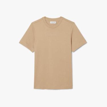 Imagem de Camiseta de Algodão com Estampa - Lacoste, 40, Bege