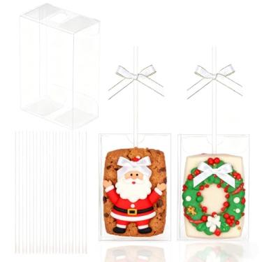 Imagem de JCXGRVC Pacote com 40 caixas de guloseimas de arroz transparente com palitos embrulhados individualmente, caixas de lembrancinhas de festa para Natal, Dia dos Namorados, Páscoa, Dia das Mães