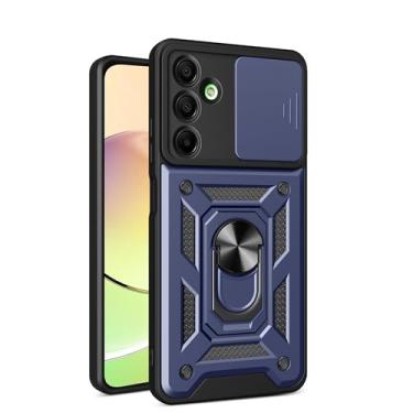 Imagem de RKINC Capa para Samsung Galaxy A16 5G com capa deslizante para câmera e anel giratório com suporte de grau militar à prova de choque com suporte magnético para carro, azul marinho