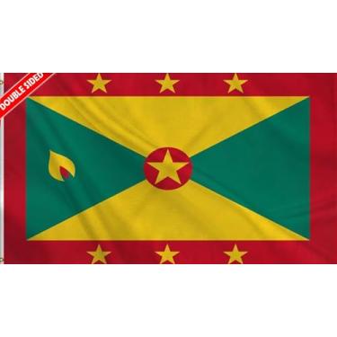 Imagem de HVATLTL Bandeira de barco granada de 3 camadas dupla face, 30 x 45 cm, nylon 220D resistente, cores vivas, bandeiras náuticas granadinas com 2 ilhós de latão para barco, quadriciclo, caminhão