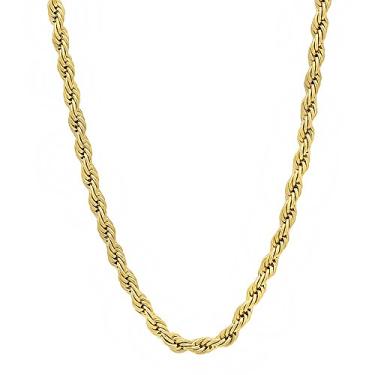 Imagem de Colar ou pulseira de corrente trançada banhada a ouro amarelo 14 k da The Bling Factory, 2 mm-6 mm 16 inches Dourado