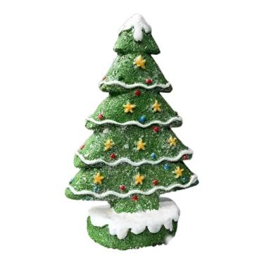 Imagem de Vaveren Miniatura de árvore de Natal em resina para decoração de mesa ou prateleira, escultura de árvore de Natal com 15 cm de altura.