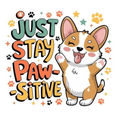 Imagem de Adesivo de Parede Infantil Kawaii Corgi Colorido com Frase Motivacional para Quarto e Cadernos 40x40cm