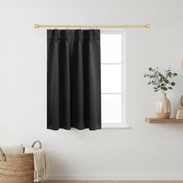 Imagem de Cortinas curtas plissadas para janela de cozinha e banheiro - 91 cm de comprimento sobre a pia cortina blecaute café pequena, preta