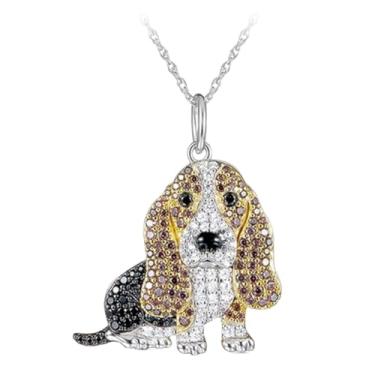 Imagem de OSCCI Lindo colar com pingente de cachorro beagle de cristal para mulheres com desenho animado filhote de cachorro joia amante de animais, Liga metálica, Sem Pedra Preciosa