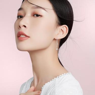 Imagem de Brincos pendentes femininos de prata esterlina 925 banhado a ouro rosa, pedra do mês de outubro, brinco hipoalergênico, Medium, Cobre, Criação de pérolas