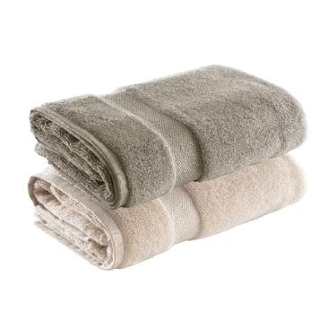 Imagem de Jogo de Toalhas Ele/Ela Super Soft Zero Twist Banhão 80x150cm 500g/m², 97% Algodão 3% Poliéster, Toque Macio, Alta Absorção e Design Sofisticado – Altihaus (Bege/Taupe)