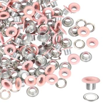 Imagem de YELARXI Kit de ilhós, ilhós de metal, kit de ilhós com arruelas 4,5 mm 3/40.6 cm encaixe interno redondo para (tecido/sapatos/roupas/artesanato faça você mesmo/bolsa/cinto) conjunto 250 e rosa