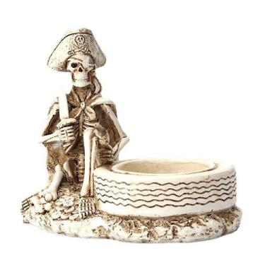 Imagem de Cinzeiro Pirate Skeleton, resina, cinzeiro para fumar 13x8x11cm - yiwe