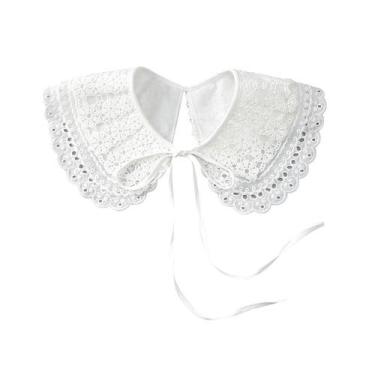 Imagem de Colarinho falso de renda removível e gola de blusa branca para mulhere