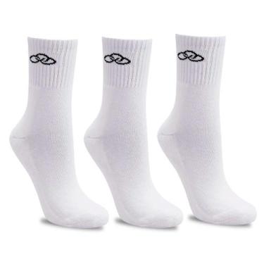Imagem de Kit 3 Pares de Meia Feminina Olympikus Cano Médio Branco, Branco, M