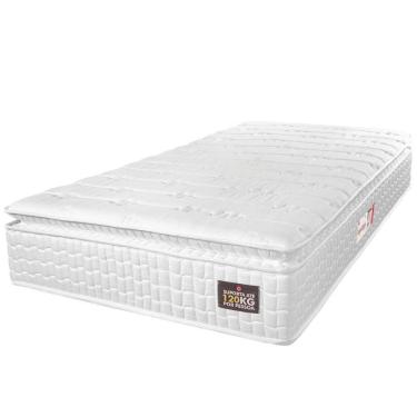Imagem de Colchão Solteiro Espuma D33 Pillow Top Van Gogh 88x188x24cm Branco Hellen - Suporta Até 120 Kg Branco