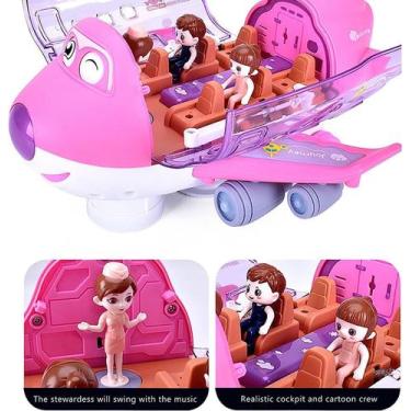 Imagem de Brinquedo Avião Rosa Som E Luzes Gira 360º 3d Bate Volta Led- Rosa - T