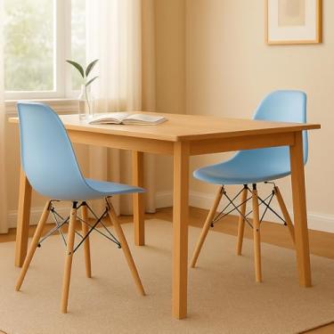 Imagem de Kit 4 Cadeiras Wood Design – Assento para Sala de Jantar Escritório e Área Comercial (2 AZUL BEBÊ)