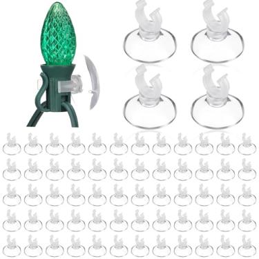 Imagem de Bucherry 100 peças suporte de luz de ventosa clipes de luz de Natal clipe de vidro para janela C5, decoração de corda C6 suporte de ventosa instalação para mesa de Natal, espelho de janela, banheiro