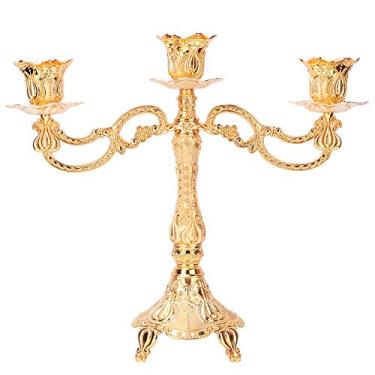 Imagem de RiToEasysports Castiçal de Metal Clássico Estilo Europeu, Candelabro Elegante Com 3 Cabeças, Suporte de Vela Cônico para Decoração de Festa de Jantar de Casamento, Sala de Jantar, Mercearia