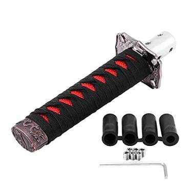 Imagem de Tyenaza Botão de câmbio Katana, alavanca de câmbio de marcha curta automática Samurai Sword Gear Shifter, ajuste universal, compatível com carros manuais com 4 adaptadores