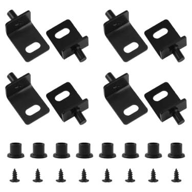 Imagem de UFURMATE 4 conjuntos de dobradiças de pivô, dobradiças de porta de eixo oculto dobradiça de porta pivô de gabinete resistente com parafusos e tampas de plástico para portas de madeira de móveis (preto