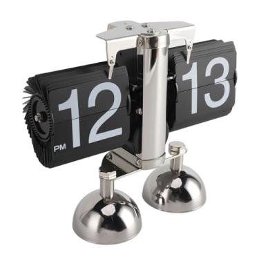 Imagem de Relógio Mecânico Flip de Mesa retrô Digital, Relógio de Mesa Dobrável, Alimentado por Bateria, Decoração de Escritório Doméstico, 2 Pernas, 12 Horas (Preto)
