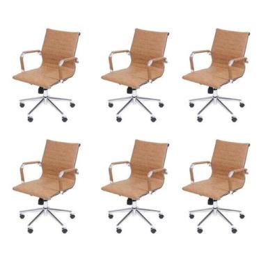 Imagem de Kit 6 Cadeiras Escritório Diretor Esteirinha Rodízio Relax material si