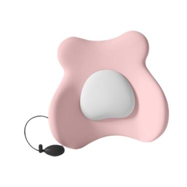 Imagem de BaotyJie Almofada inflável de apoio lombar, almofada de cunha macia de espuma viscoelástica para pressão na cintura e nas costas, Cinza Rosa