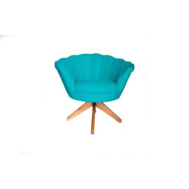 Imagem de Poltrona Decorativa Pétala Suede Com Base Giratória Madeira