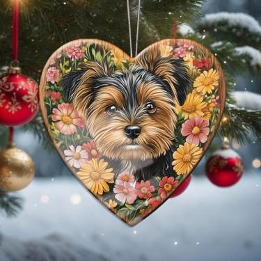 Imagem de Enfeites de Natal para cães pendurados, decoração de férias, decoração de acrílico, decoração de interiores de carro, enfeite de árvore de flores, artesanato para pendurar, colecionáveis, para