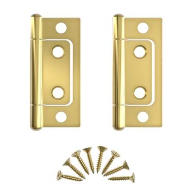 Imagem de Dobradiças de latão sem encaixe - 5 cm x 11/40.6 cm - Pacote com 8 - Dobradiças de porta de armário - Ferragens de móveis - NH1-SB(4)