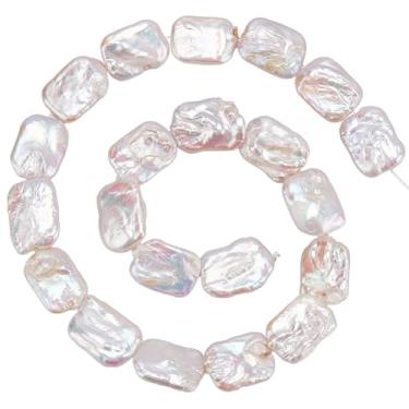 Imagem de SUNNYCLUE 1 caixa com cerca de 18 peças + contas de pérolas barrocas naturais cultivadas em água doce pérolas planas retangulares irregulares brancas soltas com orifício para brincos faça você mesmo