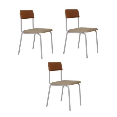 Imagem de Cadeira Fit Fixa C/4 Pes 475 X 505 X 810 Mm C/3 Un Pés Brancos. Crt.areia/courino Caramelo Crt Areia/courino Caramelo