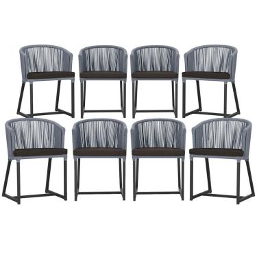 Imagem de 8 Cadeiras De Jantar área Noronha Preta E9 Trama Original Prata