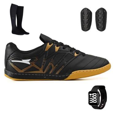 Imagem de Kit Chuteira Quadra Indoor + Meião + Caneleira + Relógio-Masculino