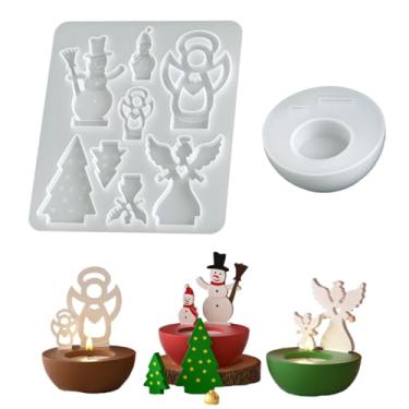 Imagem de 2 conjuntos de moldes de fundição de silicone, moldes de aromaterapia 3D DIY para velas de doces de Natal para presentes feitos à mão, decoração de Natal