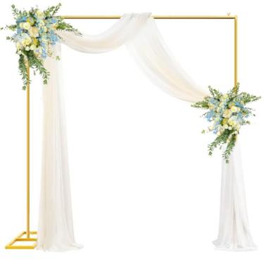 Imagem de JEBUTU Suporte quadrado para arco de casamento, 1,8 m x 1,8 m, ouro, metal, balão, arco, arco, moldura para decoração de casamento, festa de aniversário, chá de bebê, cabine de fotos