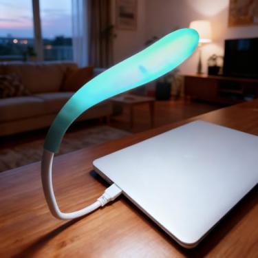 Imagem de Luz de teclado flexível, mini luz USB portátil para laptop, lâmpada USB para carregador portátil, notebook, leitura (azul)