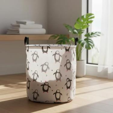 Imagem de Cesto Organizador Dobrável Pinguim 45cm Para Roupas Sujas Multiuso Para Lavanderia Quarto Banheiro