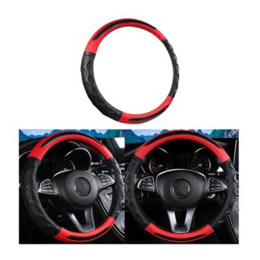 Imagem de Sandfren Capa de volante de carro de fibra de carbono, protetor de volante antiderrapante de couro respirável de 38 cm, acessórios de decoração de interiores automotivos, universal para caminhão SUV