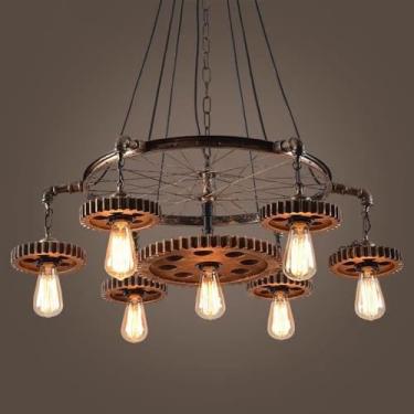 Imagem de Luminária pendente vintage industrial com LED, estilo americano, ideal para sala de estar, restaurante, quarto, casa de campo, loft, loja de roupas, café, bar, casa de família (7 lâmpadas)