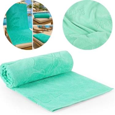 Imagem de Toalha de Praia Gigante Premium, Algodão Felpudo Aveludado, Anti-Areia, para Piscina e Praia, Disponível em Rosa, Azul, Verde e Amarelo (Verde)